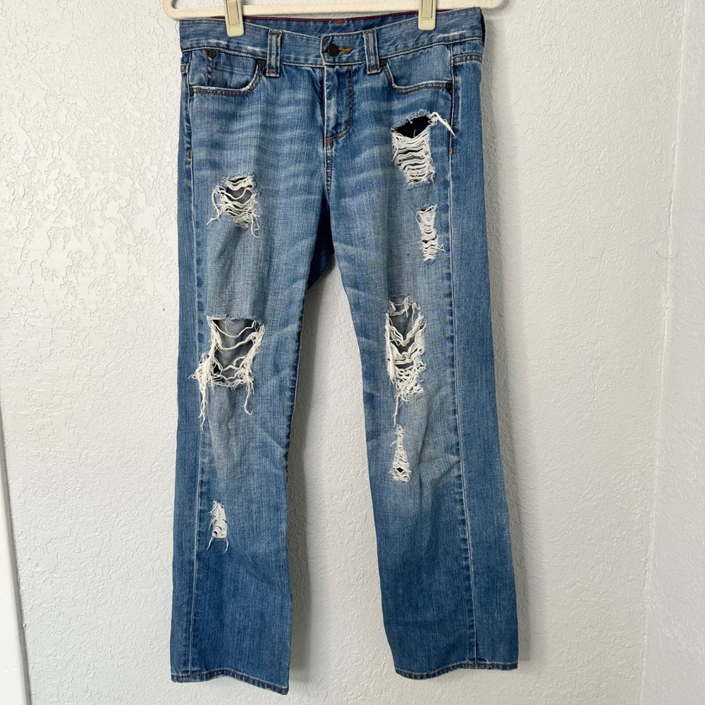 Distressed Talbot's Women's Blue Denim Jeans Ripped Destroyed Look size 29